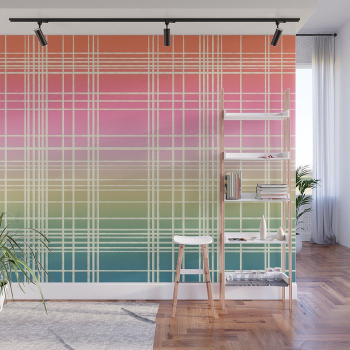 Rainbow Core Plaid Wall Mural Gallery Image 1