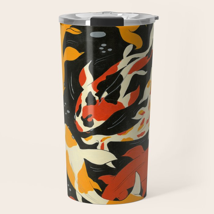 Koi in Black Water Travel Mug Gallery Image 1