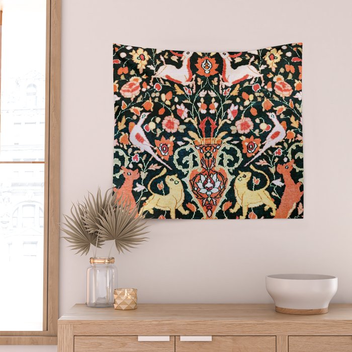 Vase Birds Animals Persian Rug Print Wall Tapestry Gallery Image 2