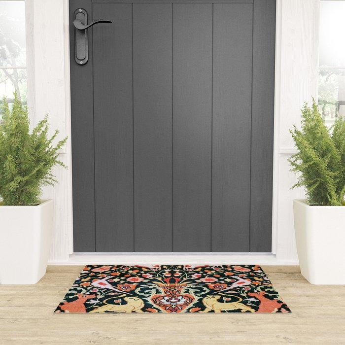 Vase Birds Animals Persian Rug Print Welcome Mat Gallery Image 3