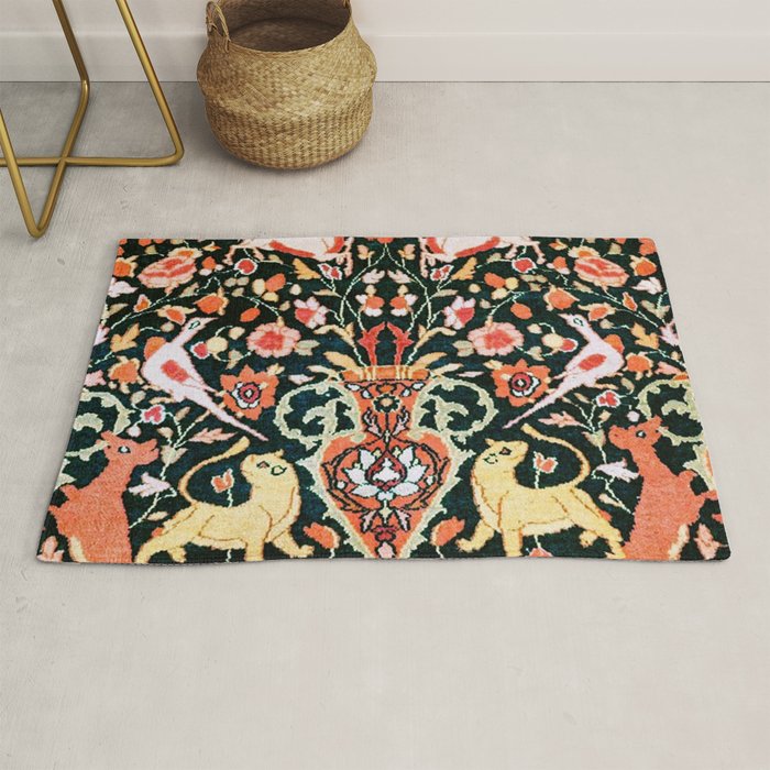 Vase Birds Animals Persian Rug Print Rug Gallery Image 1