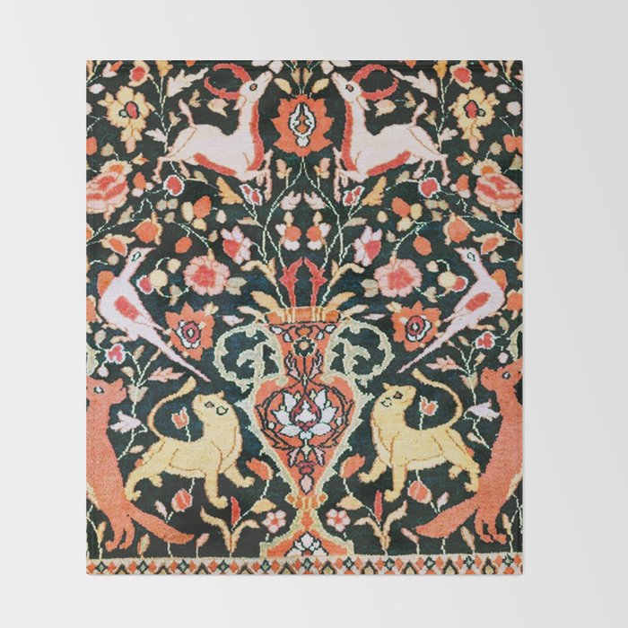 Vase Birds Animals Persian Rug Print Throw Blanket Gallery Image 2