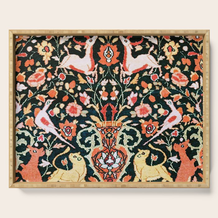 Vase Birds Animals Persian Rug Print Serving Tray Gallery Image 1