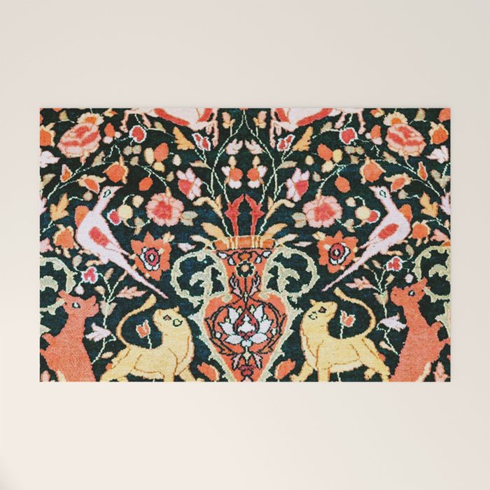Vase Birds Animals Persian Rug Print Welcome Mat Gallery Image 1