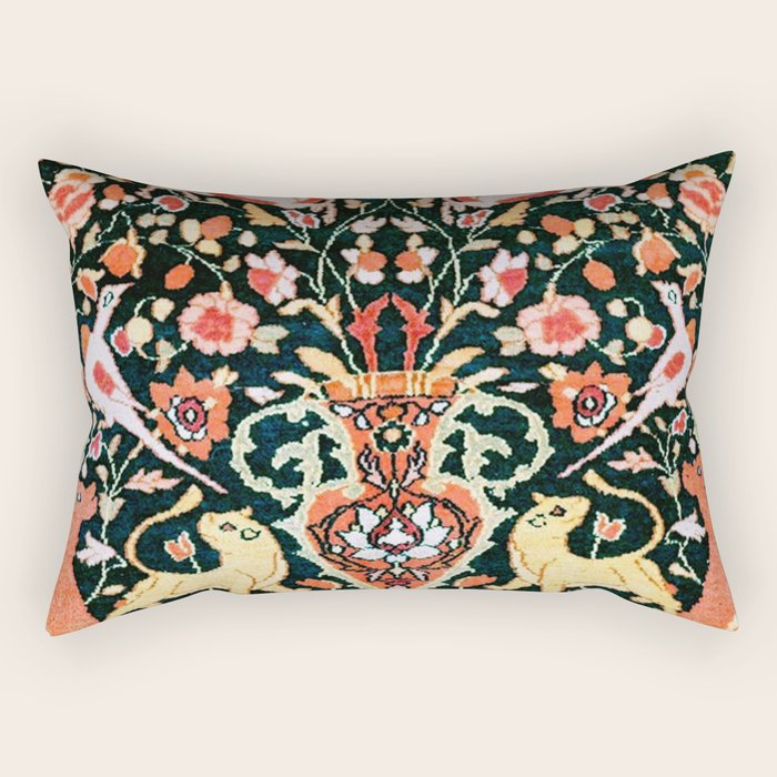 Vase Birds Animals Persian Rug Print Rectangular Pillow Gallery Image 1