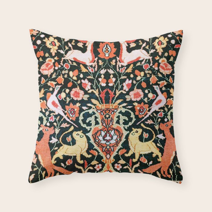 Vase Birds Animals Persian Rug Print Throw Pillow Gallery Image 6