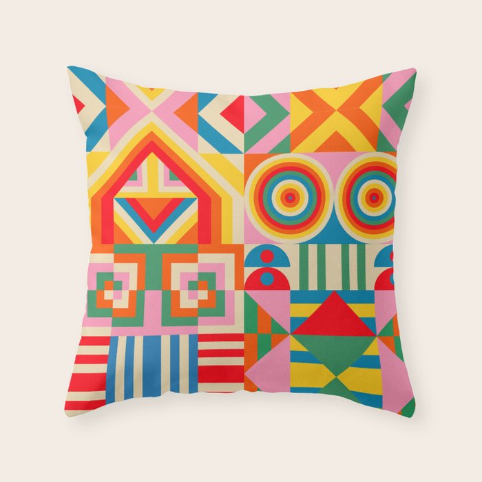 Happy Quilt Throw Pillow Gallery Image 6