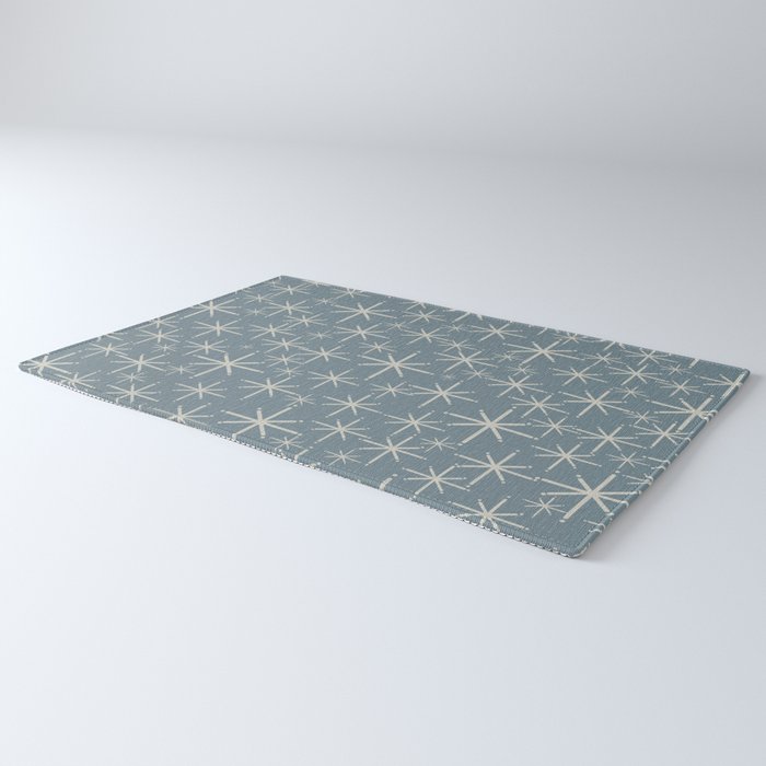 Twinkling Mid Century Modern Starburst Pattern Neutral Blue Gray Rug Gallery Image 3