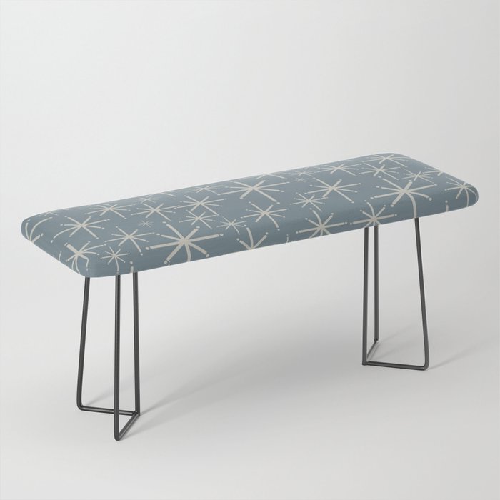Twinkling Mid Century Modern Starburst Pattern Neutral Blue Gray Bench Gallery Image 1