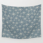 Twinkling Mid Century Modern Starburst Pattern Neutral Blue Gray Wall Tapestry Gallery Image 4