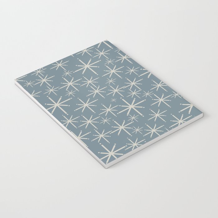 Twinkling Mid Century Modern Starburst Pattern Neutral Blue Gray Notebook Gallery Image 3