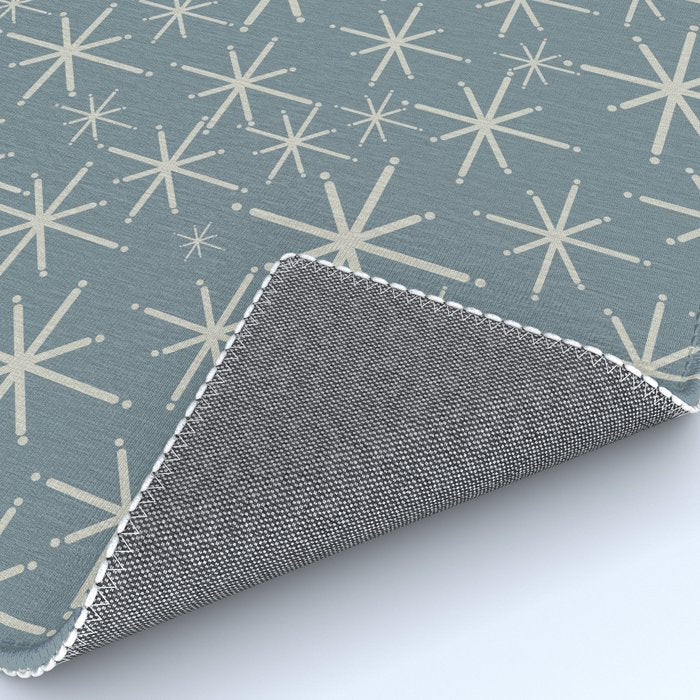 Twinkling Mid Century Modern Starburst Pattern Neutral Blue Gray Rug Gallery Image 4