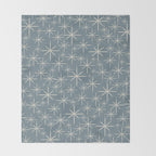 Twinkling Mid Century Modern Starburst Pattern Neutral Blue Gray Throw Blanket Gallery Image 2