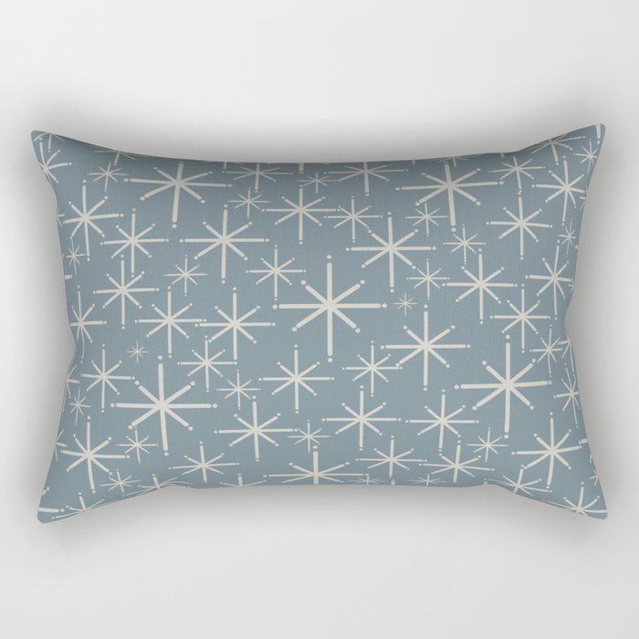 Twinkling Mid Century Modern Starburst Pattern Neutral Blue Gray Rectangular Pillow Gallery Image 2