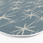 Twinkling Mid Century Modern Starburst Pattern Neutral Blue Gray Bath Mat Gallery Image 3