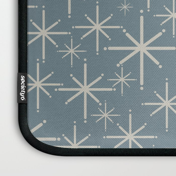 Twinkling Mid Century Modern Starburst Pattern Neutral Blue Gray Laptop Sleeve Gallery Image 3