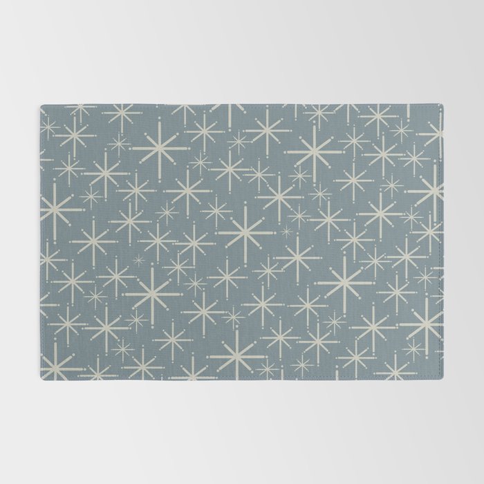 Twinkling Mid Century Modern Starburst Pattern Neutral Blue Gray Rug Gallery Image 2