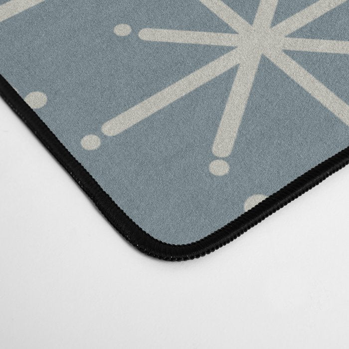 Twinkling Mid Century Modern Starburst Pattern Neutral Blue Gray Desk Mat Gallery Image 4
