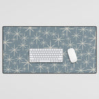 Twinkling Mid Century Modern Starburst Pattern Neutral Blue Gray Desk Mat Gallery Image 1