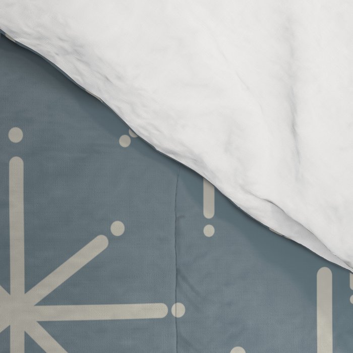 Twinkling Mid Century Modern Starburst Pattern Neutral Blue Gray Comforter Gallery Image 4