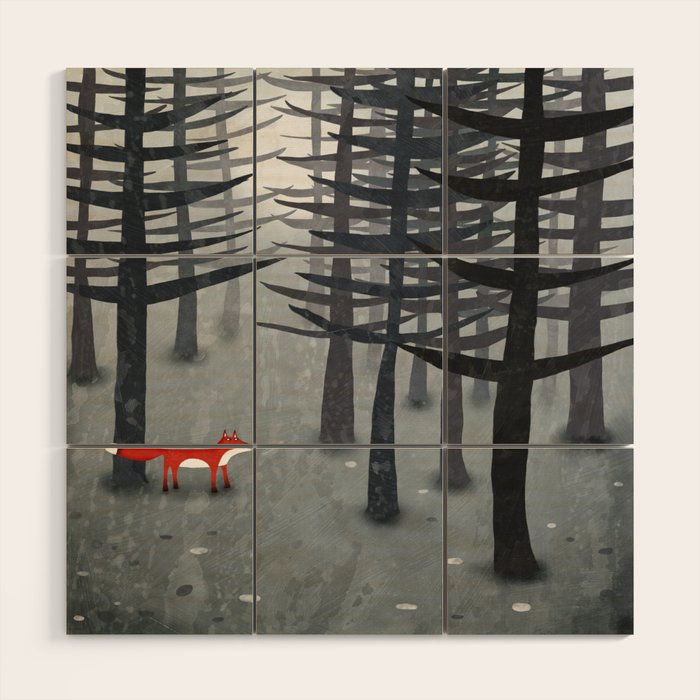 The Fox and the Forest Wood Wall Art Gallery Image 1