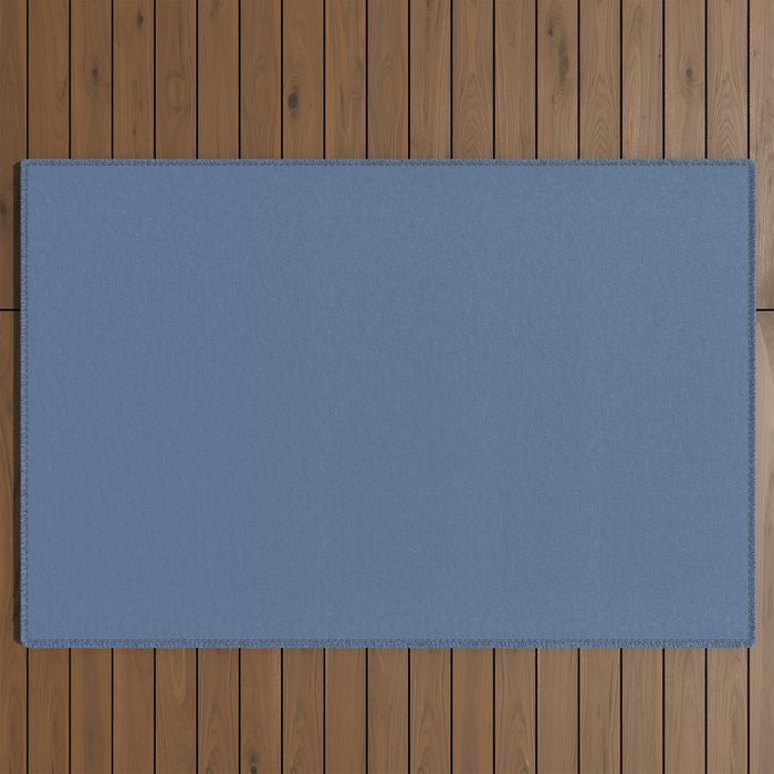 Vintage Blue Solid Color Outdoor Rug Gallery Image 2