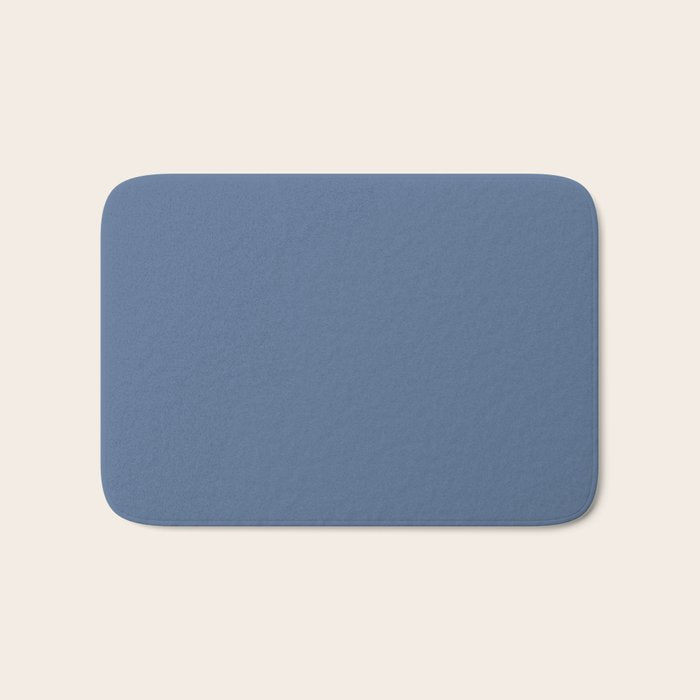 Vintage Blue Solid Color Bath Mat Gallery Image 1