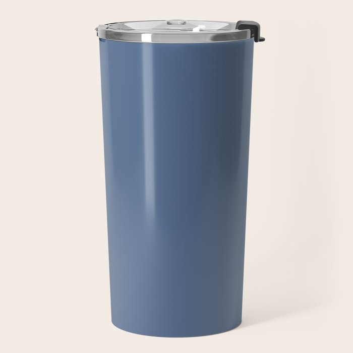 Vintage Blue Solid Color Travel Mug Gallery Image 2