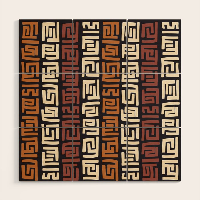 African Kuba Cloth Wood Wall Art Gallery Image 1