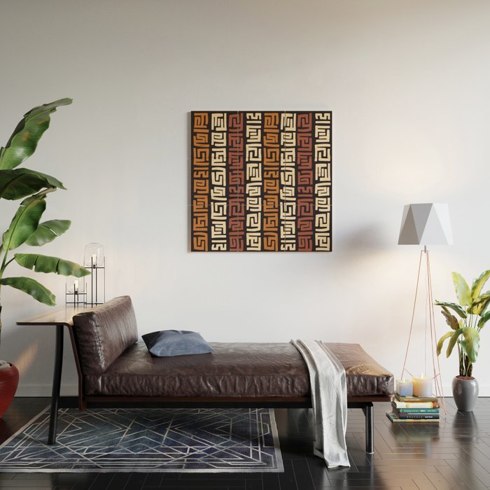 African Kuba Cloth Wood Wall Art Gallery Image 2