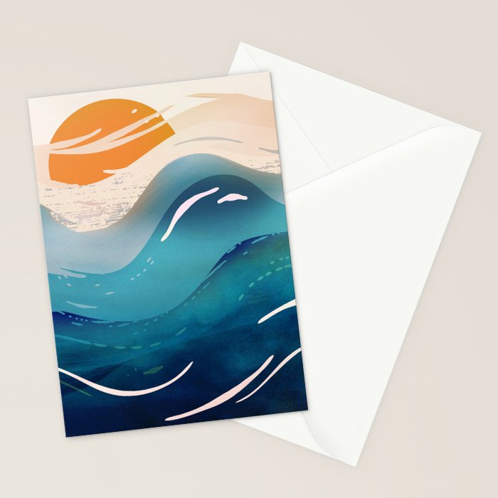 Abstract Waves Stationery Card Gallery Image 2