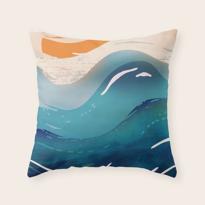 Abstract Waves Throw Pillow Gallery Image 6
