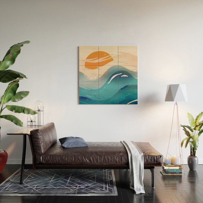Abstract Waves Wood Wall Art Gallery Image 2