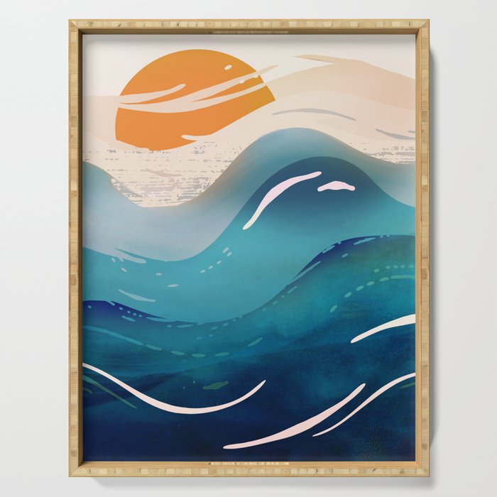 Abstract Waves Serving Tray Gallery Image 1
