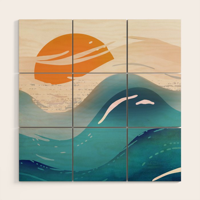 Abstract Waves Wood Wall Art Gallery Image 1