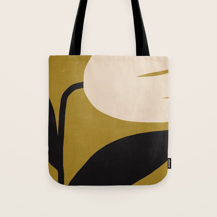 Abstract Flora - ochre black & white Tote Bag Gallery Image 1