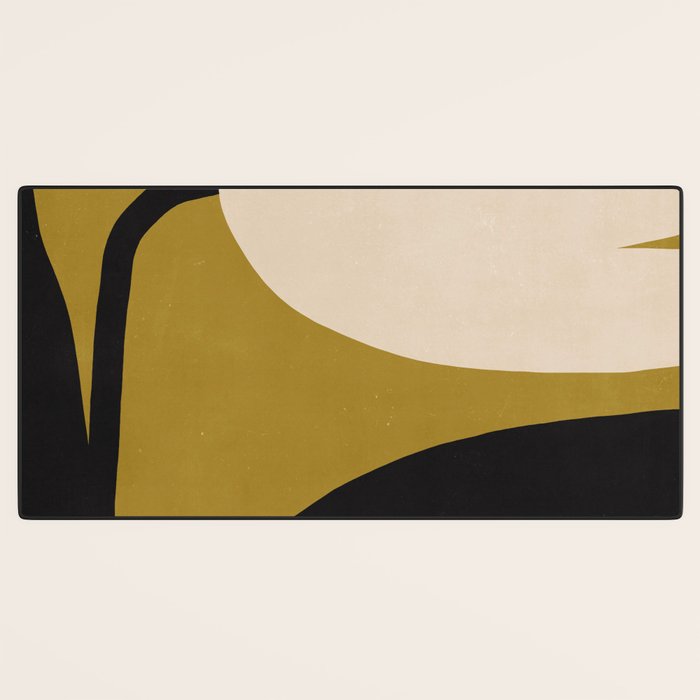 Abstract Flora - ochre black & white Desk Mat Gallery Image 3