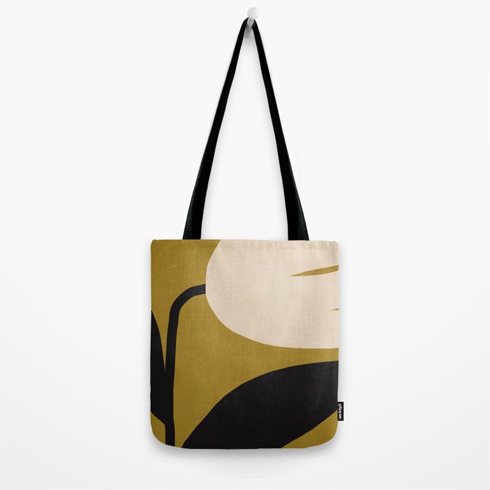 Abstract Flora - ochre black & white Tote Bag Gallery Image 2