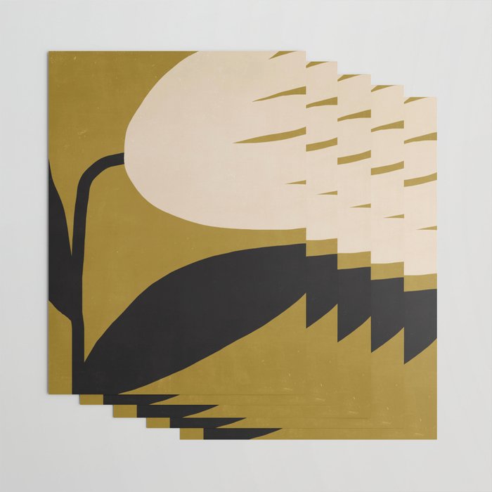 Abstract Flora - ochre black & white Wrapping Paper Gallery Image 3