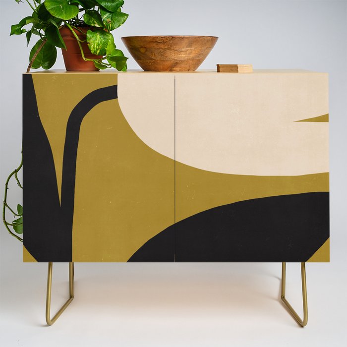 Abstract Flora - ochre black & white Credenza Gallery Image 1