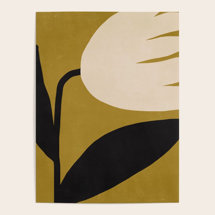 Abstract Flora - ochre black & white Poster Gallery Image 1