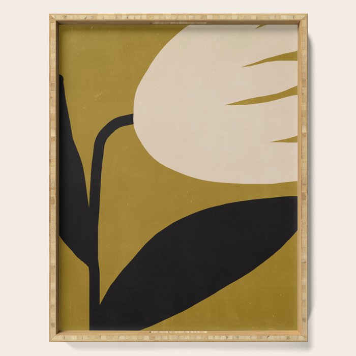 Abstract Flora - ochre black & white Serving Tray Gallery Image 1