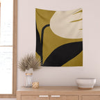 Abstract Flora - ochre black & white Wall Tapestry Gallery Image 2