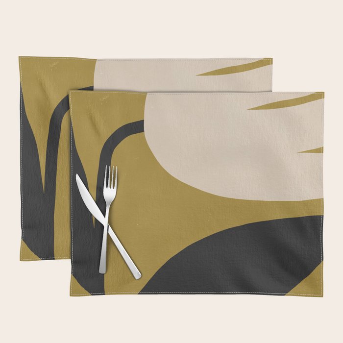 Abstract Flora - ochre black & white Placemat Gallery Image 1