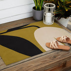 Abstract Flora - ochre black & white Outdoor Rug Gallery Image 2