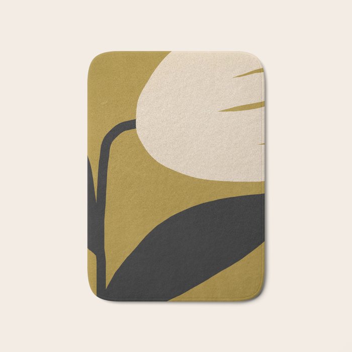 Abstract Flora - ochre black & white Bath Mat Gallery Image 1