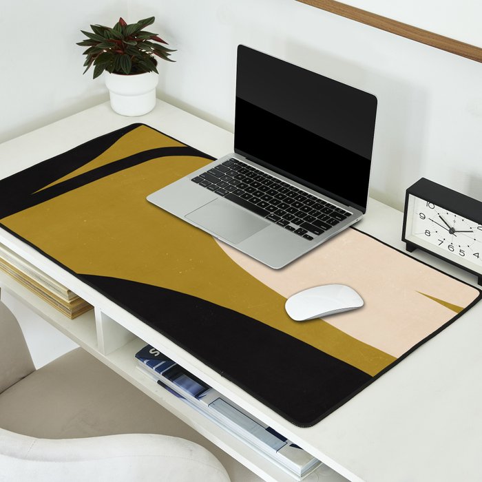 Abstract Flora - ochre black & white Desk Mat Gallery Image 2
