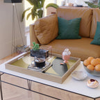 Abstract Flora - ochre black & white Serving Tray Gallery Image 2