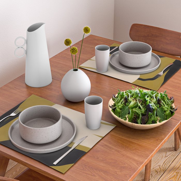 Abstract Flora - ochre black & white Placemat Gallery Image 2