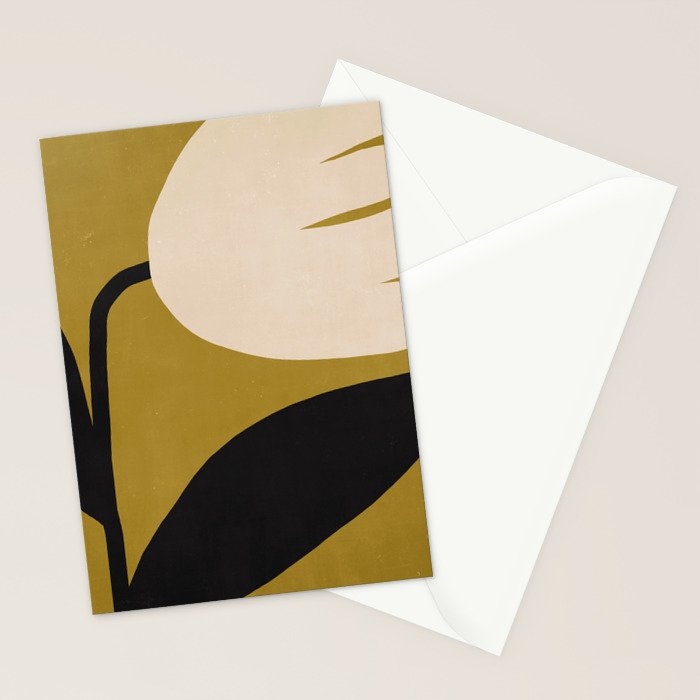 Abstract Flora - ochre black & white Stationery Card Gallery Image 2